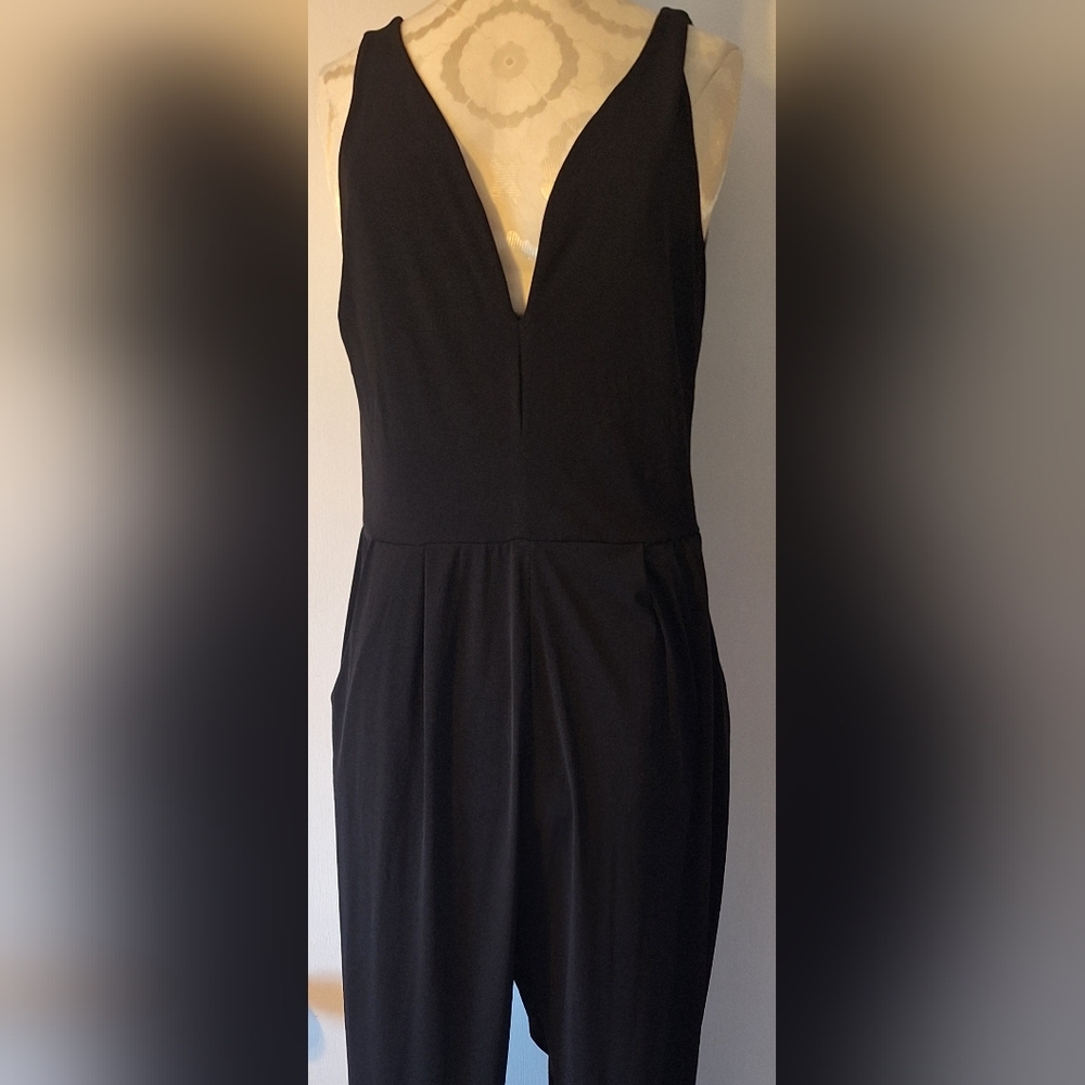 6 For $30-Ambiance Deep V-Neck Black Jumpsuit
